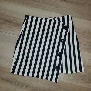 Anna Grace Black and White Striped Mini Skirt